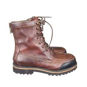 Belstaff Brown Leather Moc Toe Boots Back Zip EU 42.5 Men's 8.5 Work Boots